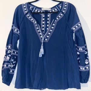 Abercrombie Embroidered Peasant Blouse Boho Gypsy